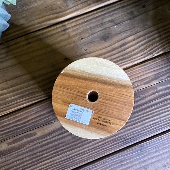 Pottery Barn Wooden Spool of Red and White Grosgrain Ribbon - Picture 9 of 16